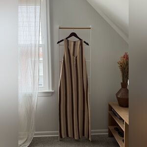 Zara Striped Knit Dress in Cream, Brown & Orange